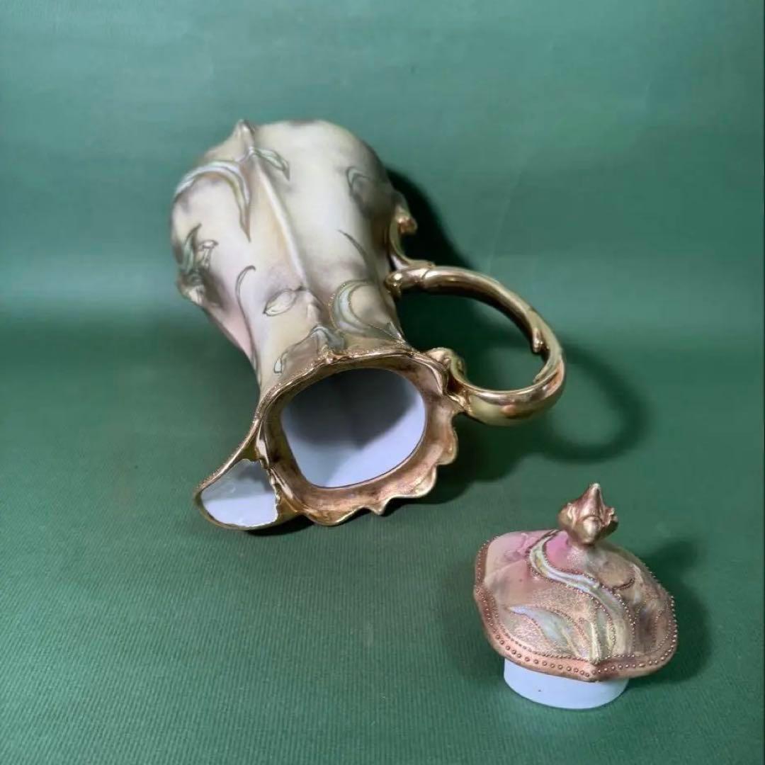 希少 オールドノリタケ ゴールドスプレー技法 モカセット メイプルリーフ