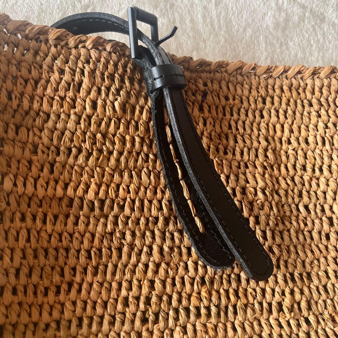 美品希少⭐︎サンアルシデ 持ち手レザーベルト　ラフィアトートバッグ