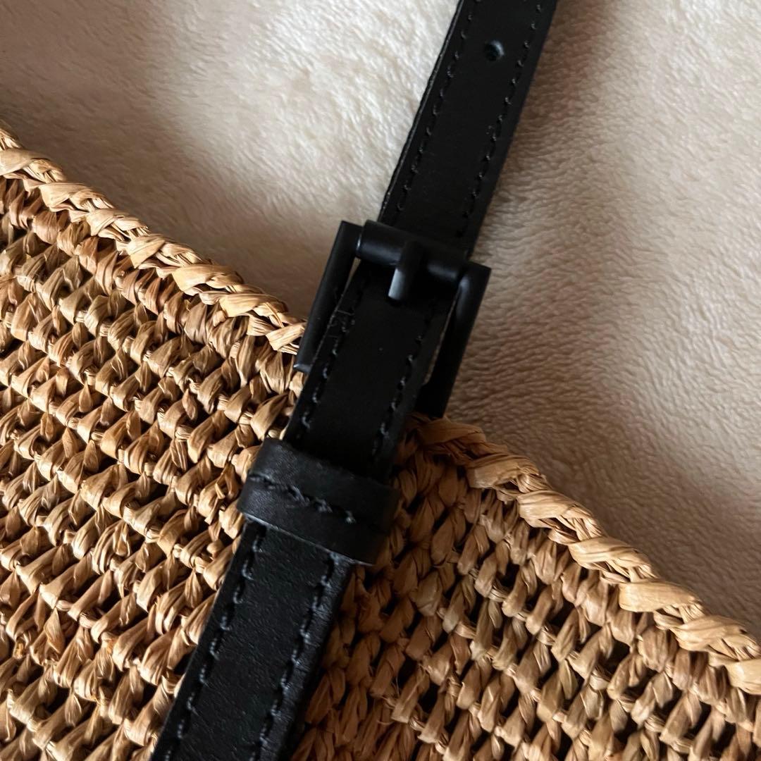 美品希少⭐︎サンアルシデ 持ち手レザーベルト　ラフィアトートバッグ