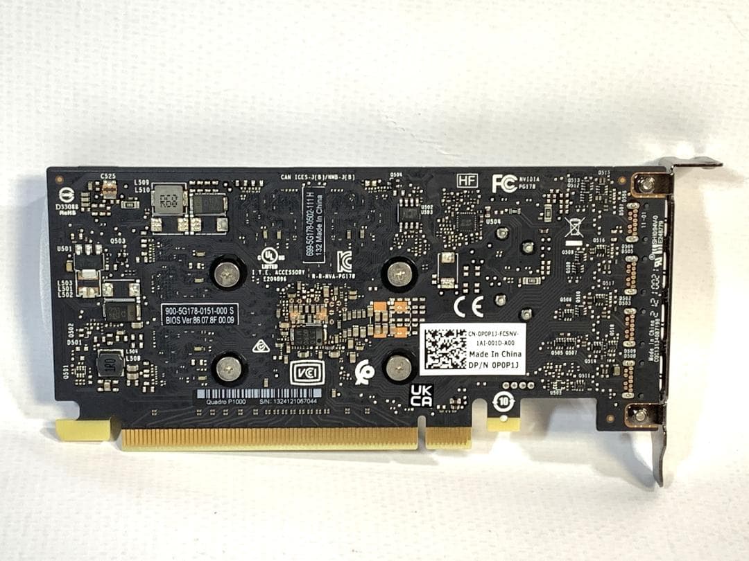 nVIDIA QUADRO P1000 4GB GDDR5 ロープロ 補電源不要