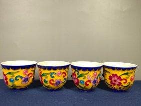 明代成化年間の金細工細工に宝石象嵌を施した茶器セット