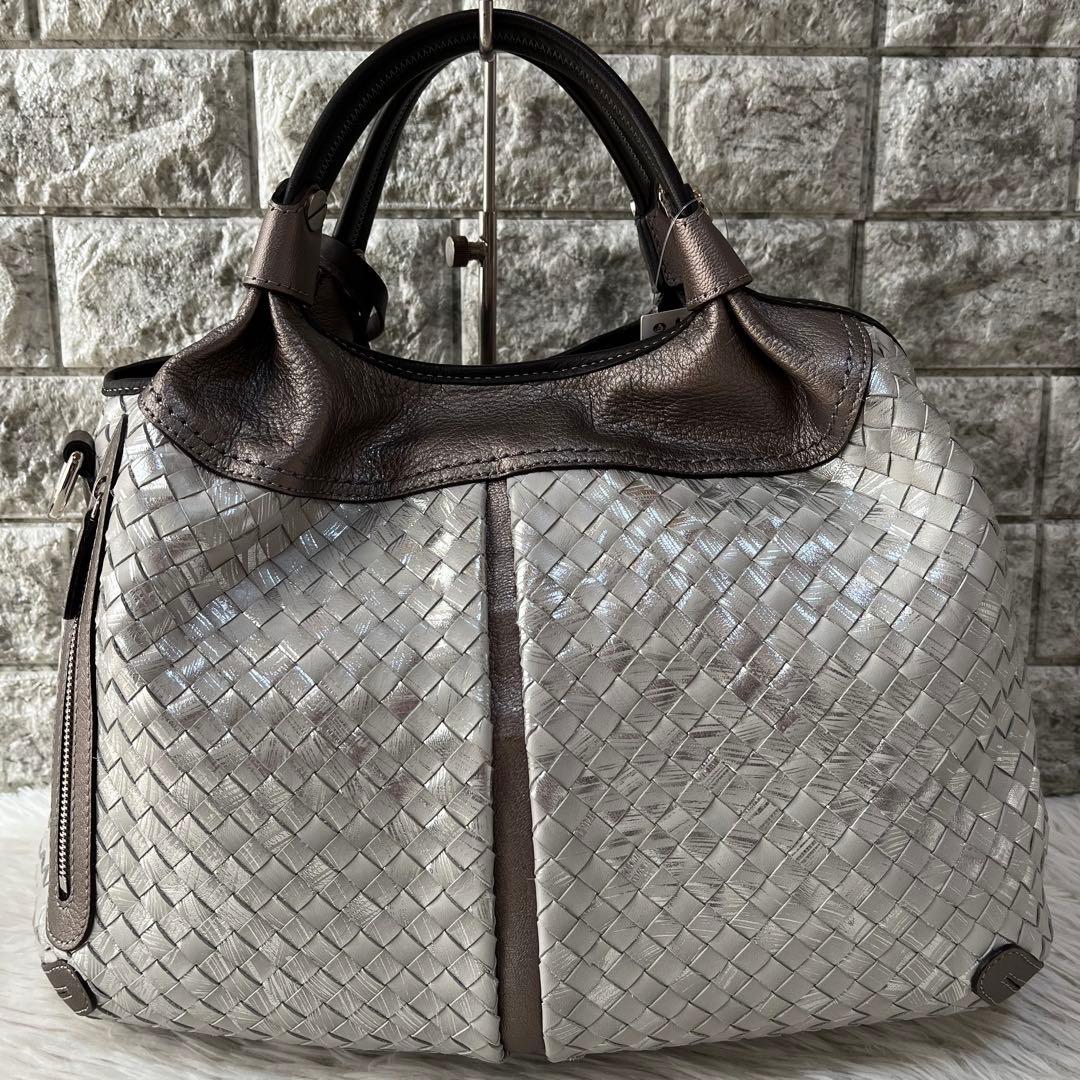 【新品未使用】ペレボルサ　イントレチャート　レザー　2way ハンドバッグ