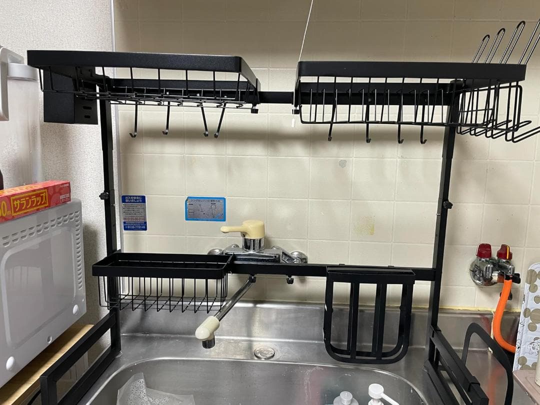 伸縮式 キッチンアクセサリー 水切りラック 省スペース