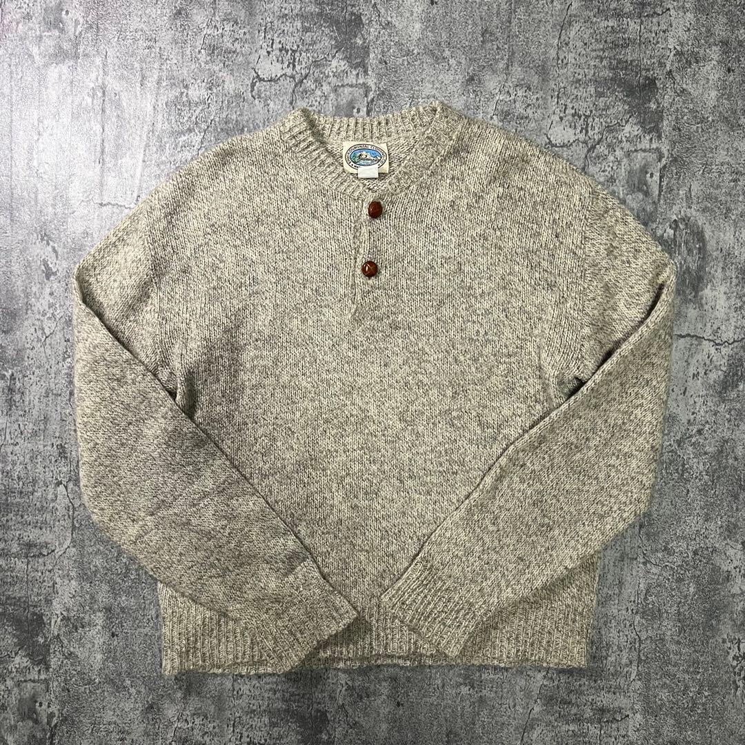 【vintage】希少　USA製　ヘンリーネックニット　グレー　古着　一点物
