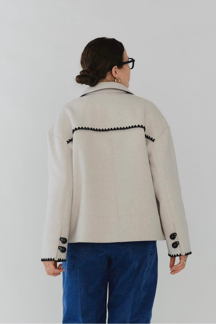 新品未使用タグ付き　yori ハマグリウールショートコート　グレー