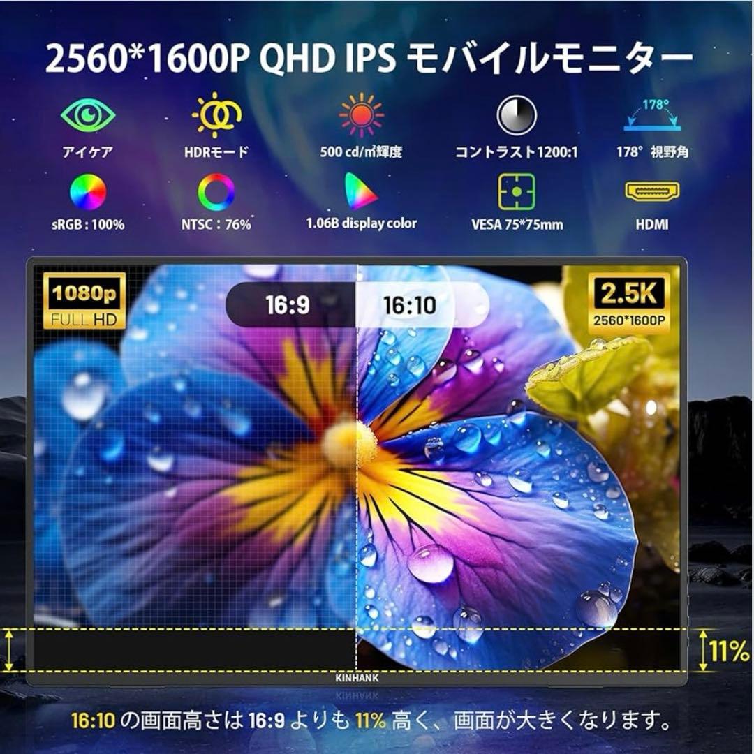 モバイルモニター 16.0インチ 144Hz AndroidTV搭載 ゲーミング
