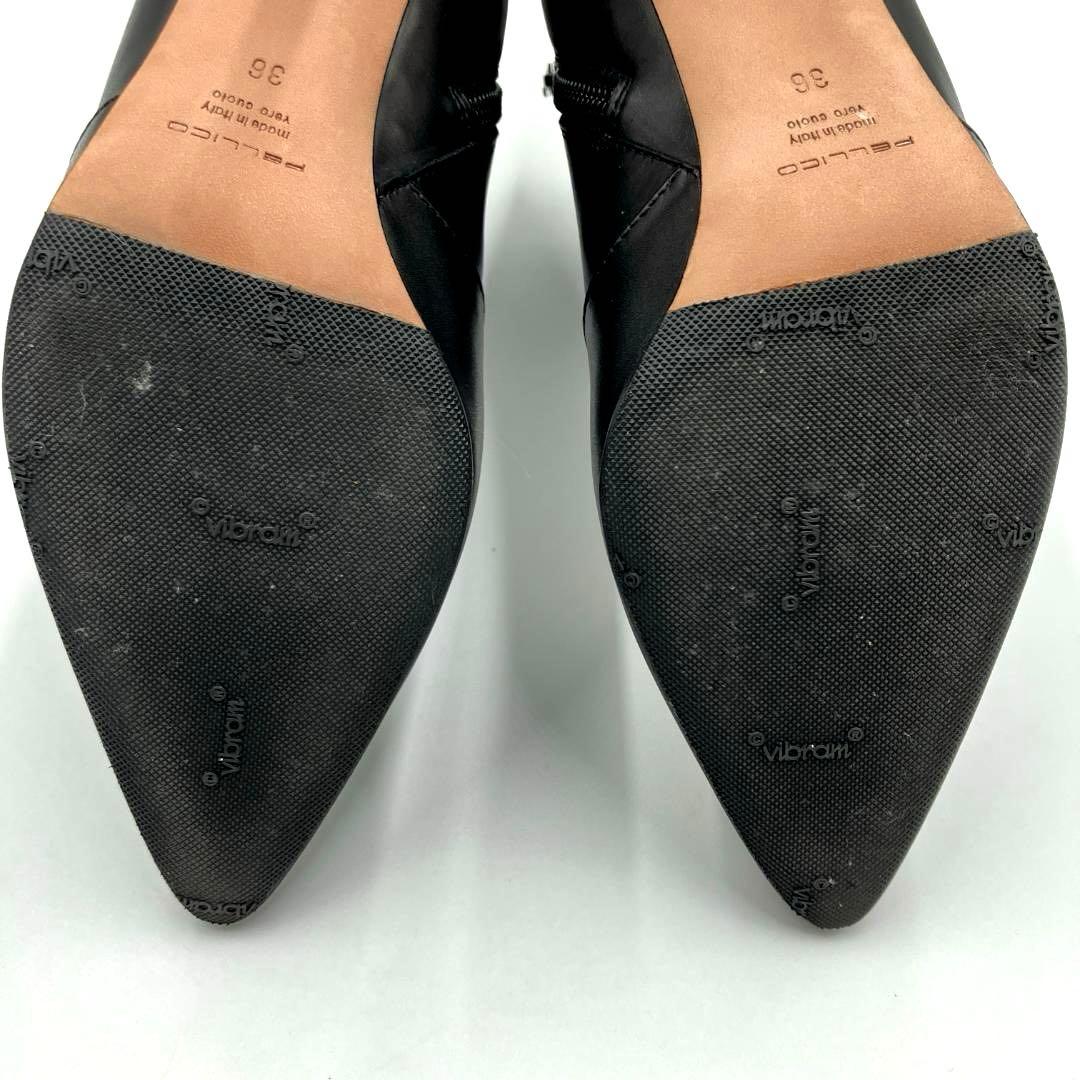 【m】ペリーコ レザー ショートブーツ 黒 36 サイドジップ イタリア製