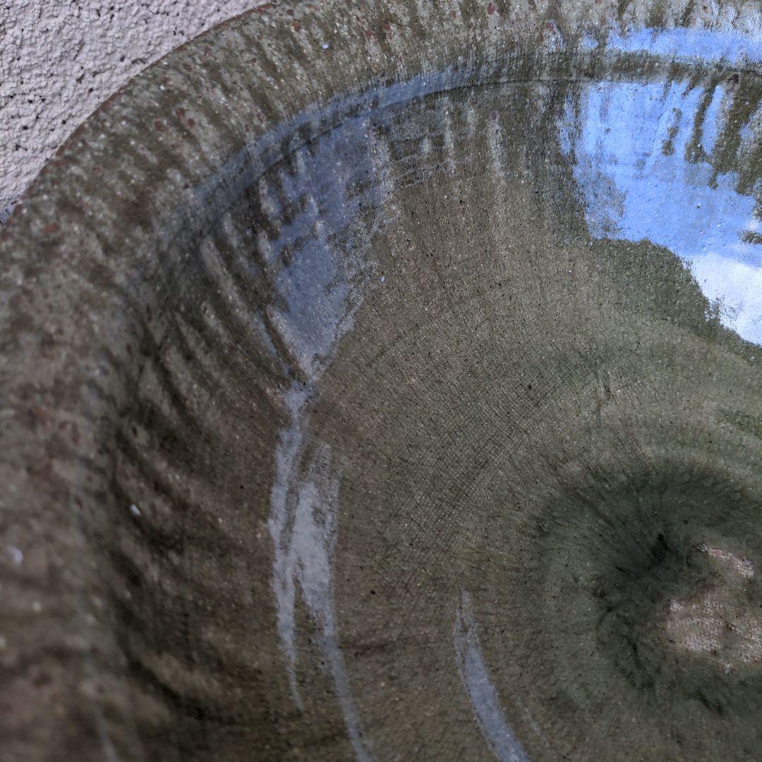 藤井達吉　 陶器　 丸型鉢 メダカ鉢　水鉢　睡蓮鉢　大型　洗面ボウル　木箱付き