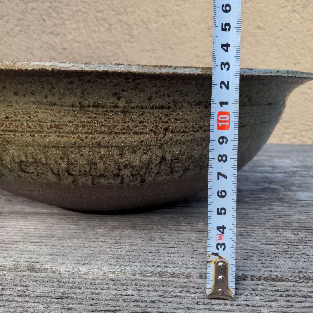 藤井達吉　 陶器　 丸型鉢 メダカ鉢　水鉢　睡蓮鉢　大型　洗面ボウル　木箱付き