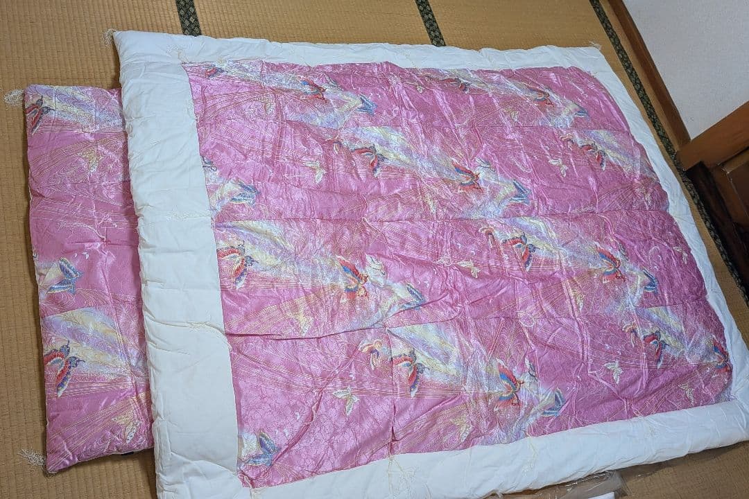 ◆年始セール◆婚礼ぶとん②　年代物　掛け敷きセット　ピンク　蝶々