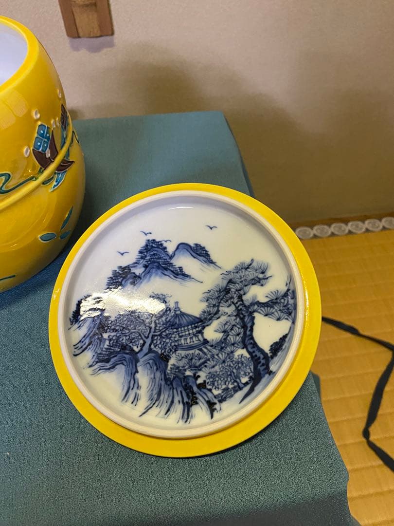 【本日限定】茶道具/水指 黄交趾京焼 龍岳造 清水焼鶴