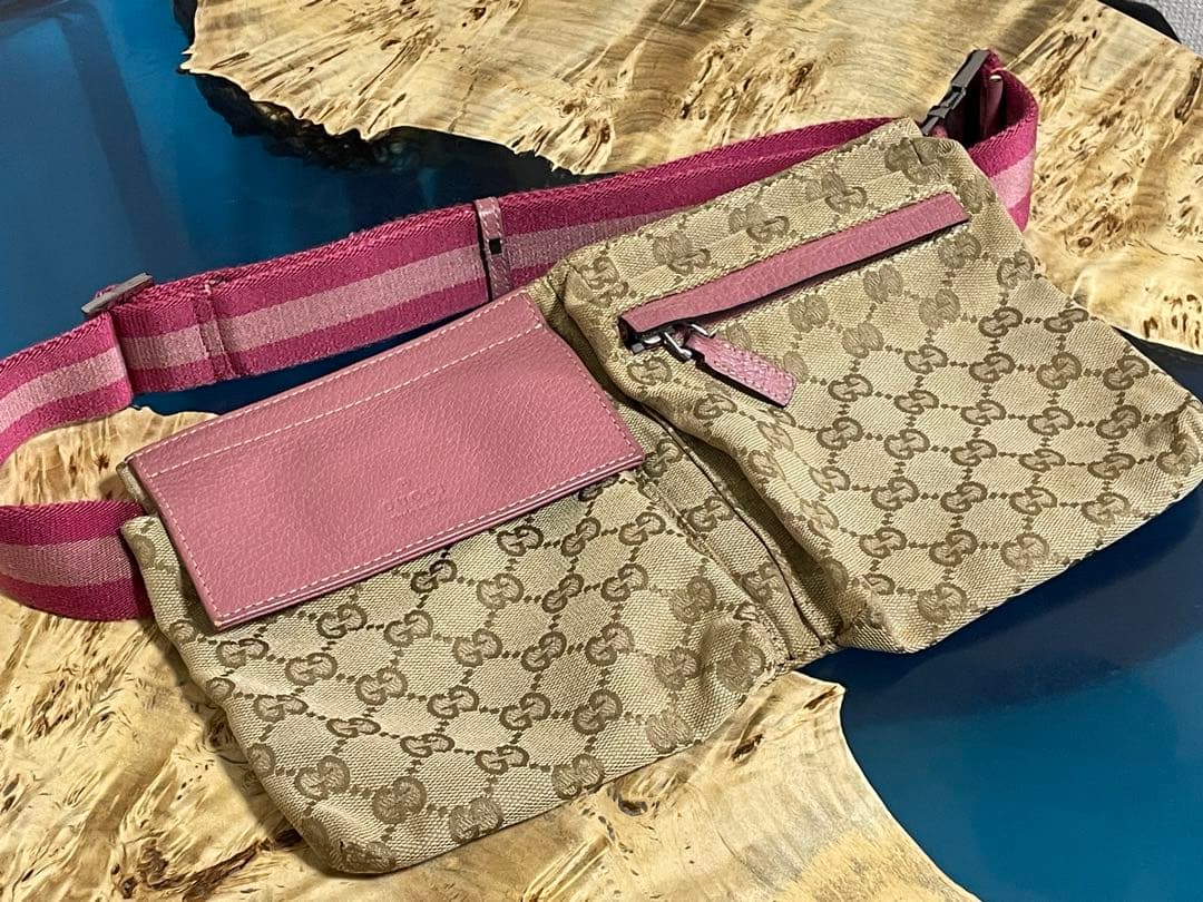 グッチ GUCCI 28566 GG ボディバッグ ウエストポーチ ピンク