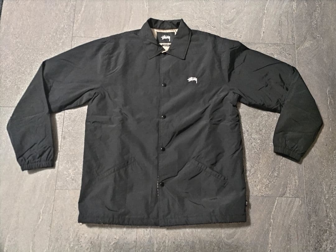 ステューシー　コーチジャケット　中綿　Sリンク　ブラック　黒　レア　キルティング