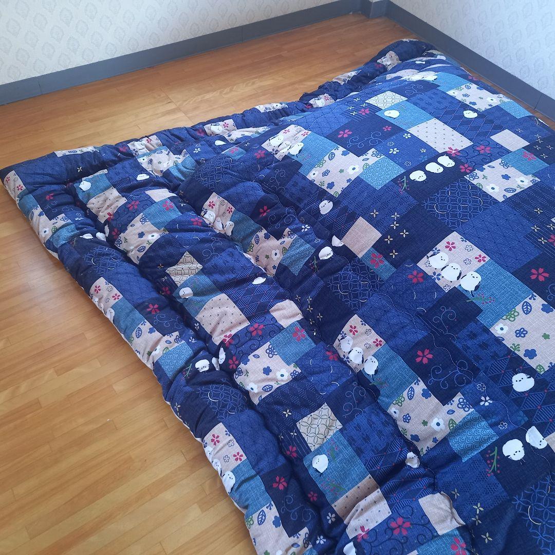 暖 ソフトタッチ 綿100％ 大判長方形 厚掛 こたつ掛布団 日本製 シマエナガ