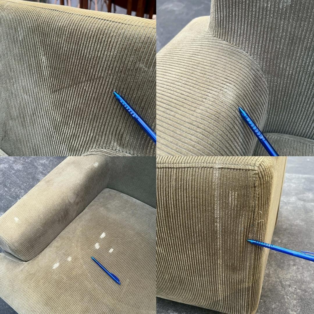 コーデュロイ 1Pソファ 1人掛け シングルソファ 1シーター カーキ モダン