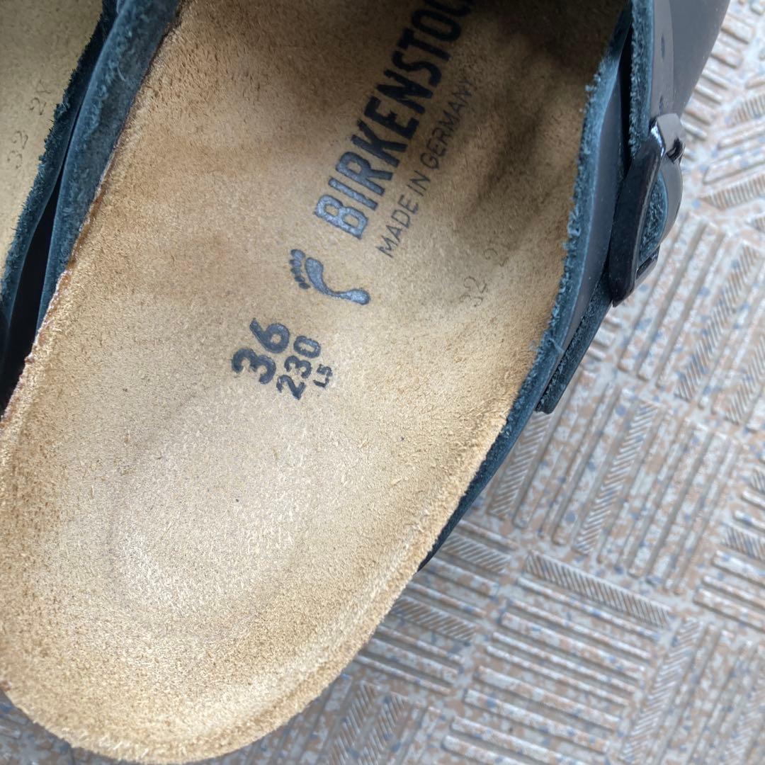 美品 ビルケンシュトック 36 23.0 ボストン サボサンダル レザー 黒