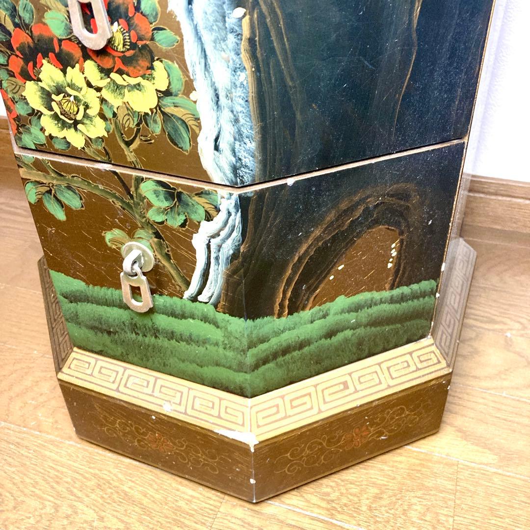 中国家具 八角型 8杯 引き出し 箪笥 チェスト 花台 高卓 飾り台