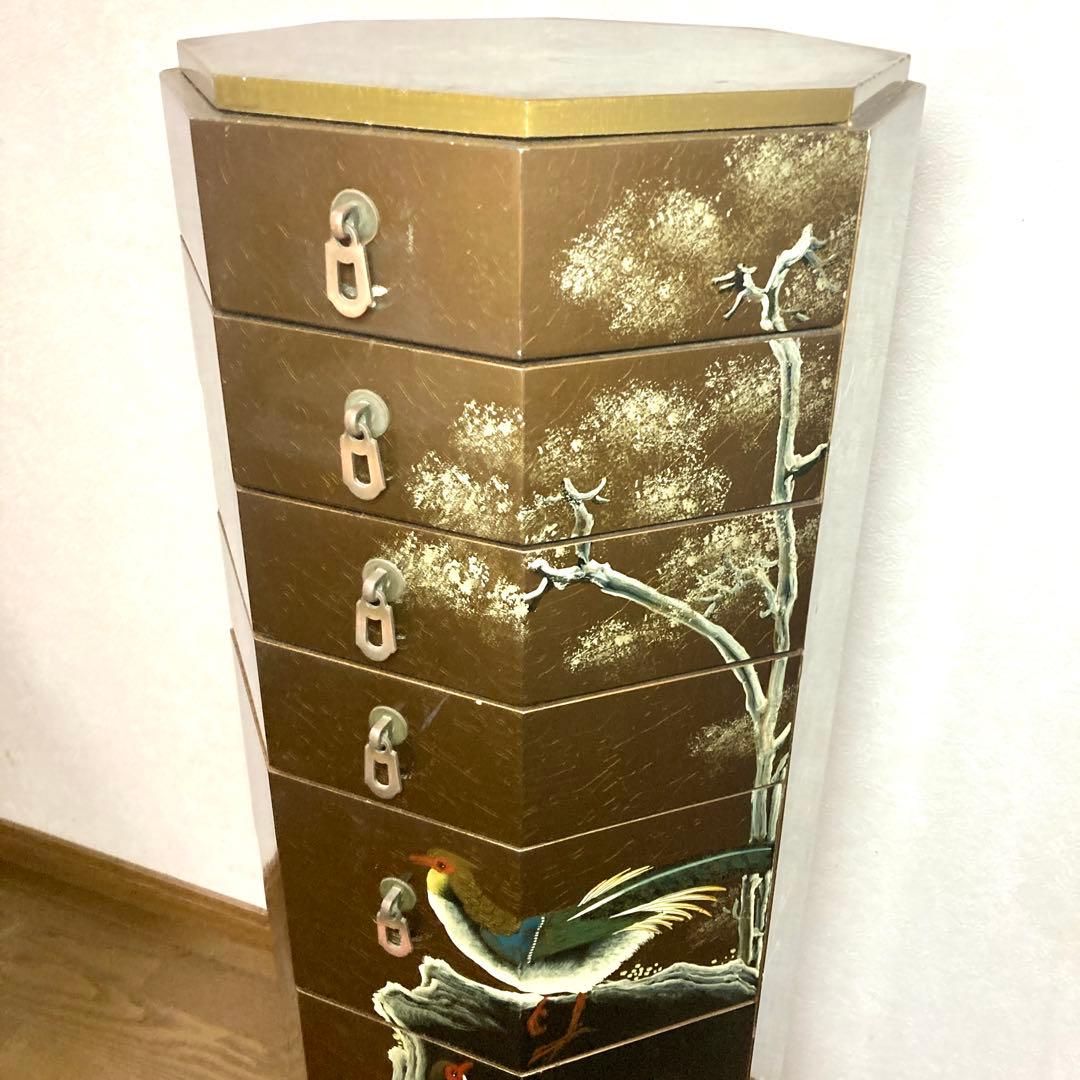 中国家具 八角型 8杯 引き出し 箪笥 チェスト 花台 高卓 飾り台