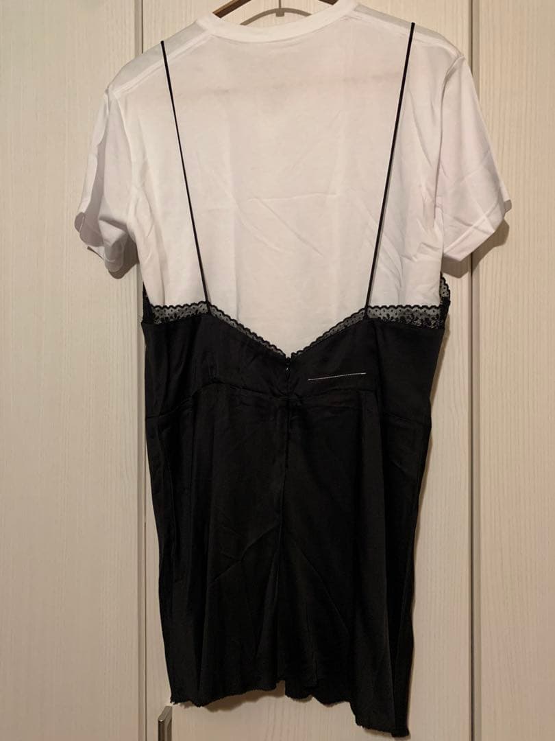 マルジェラMM6レース付きブラックキャミソールサテン黒ブラック