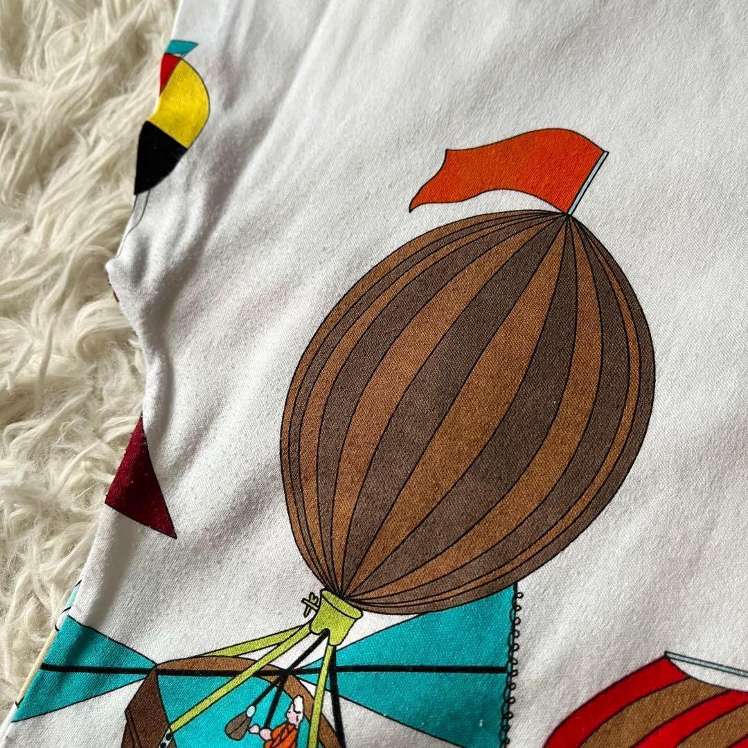 HERMES ワンピース　カラフル　バルーン　半袖　Lサイズ　ホワイト　白