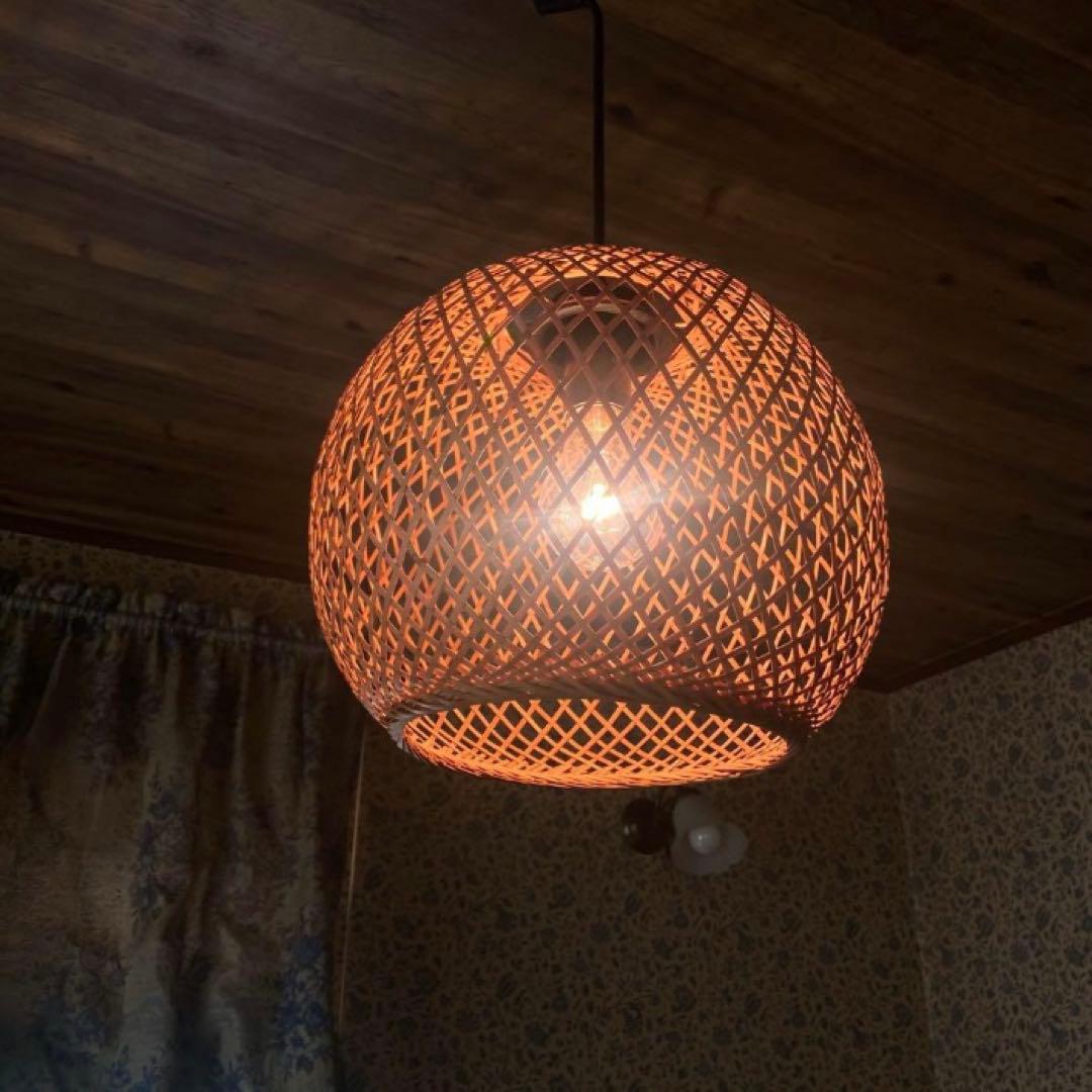 竹細工　天井照明　和風モダン　ペンダントライト　ナチュラル　昭和レトロ