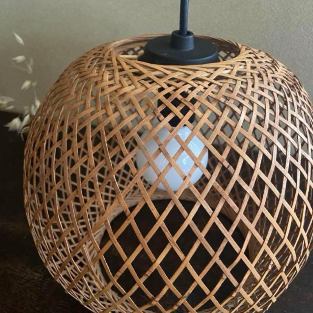 竹細工　天井照明　和風モダン　ペンダントライト　ナチュラル　昭和レトロ