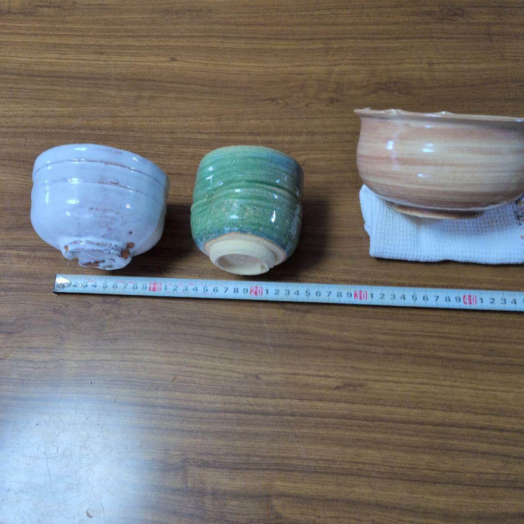 萩焼陶器茶道茶碗、筒茶碗、建水直径10cm 20cm