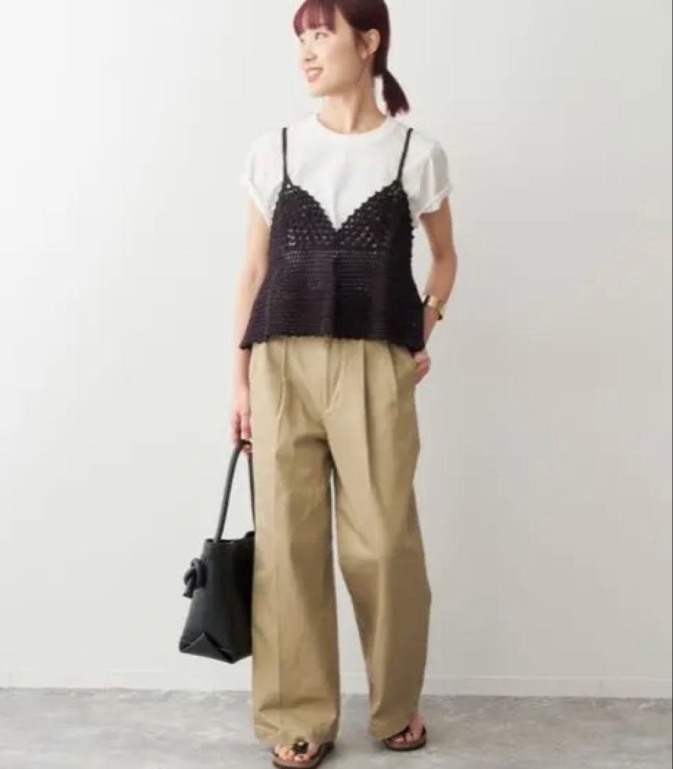 クロシェニットキャミソール　黒