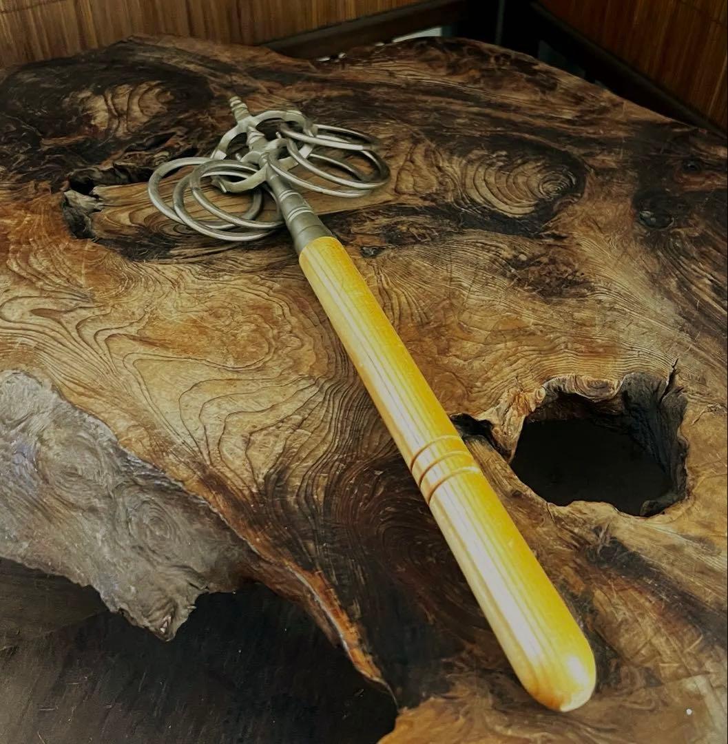 仏教美術 時代 密教法具 真鍮 六環 錫杖