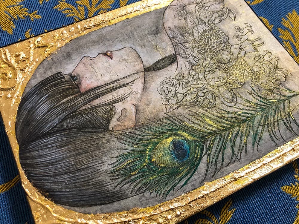 手描き絵画「個人的な憂鬱」日本画　オリジナル　原画