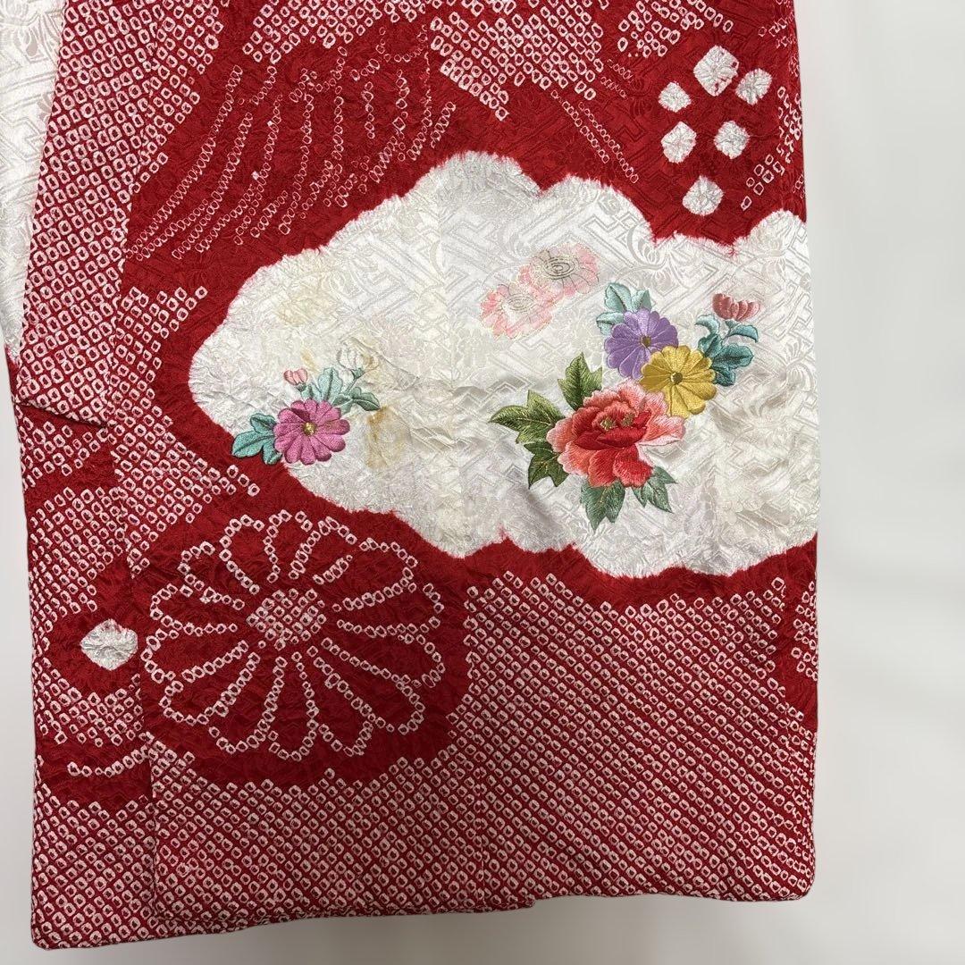 七五三 ３歳 被布 フルセット 一つ身 鶴 総絞り 正絹