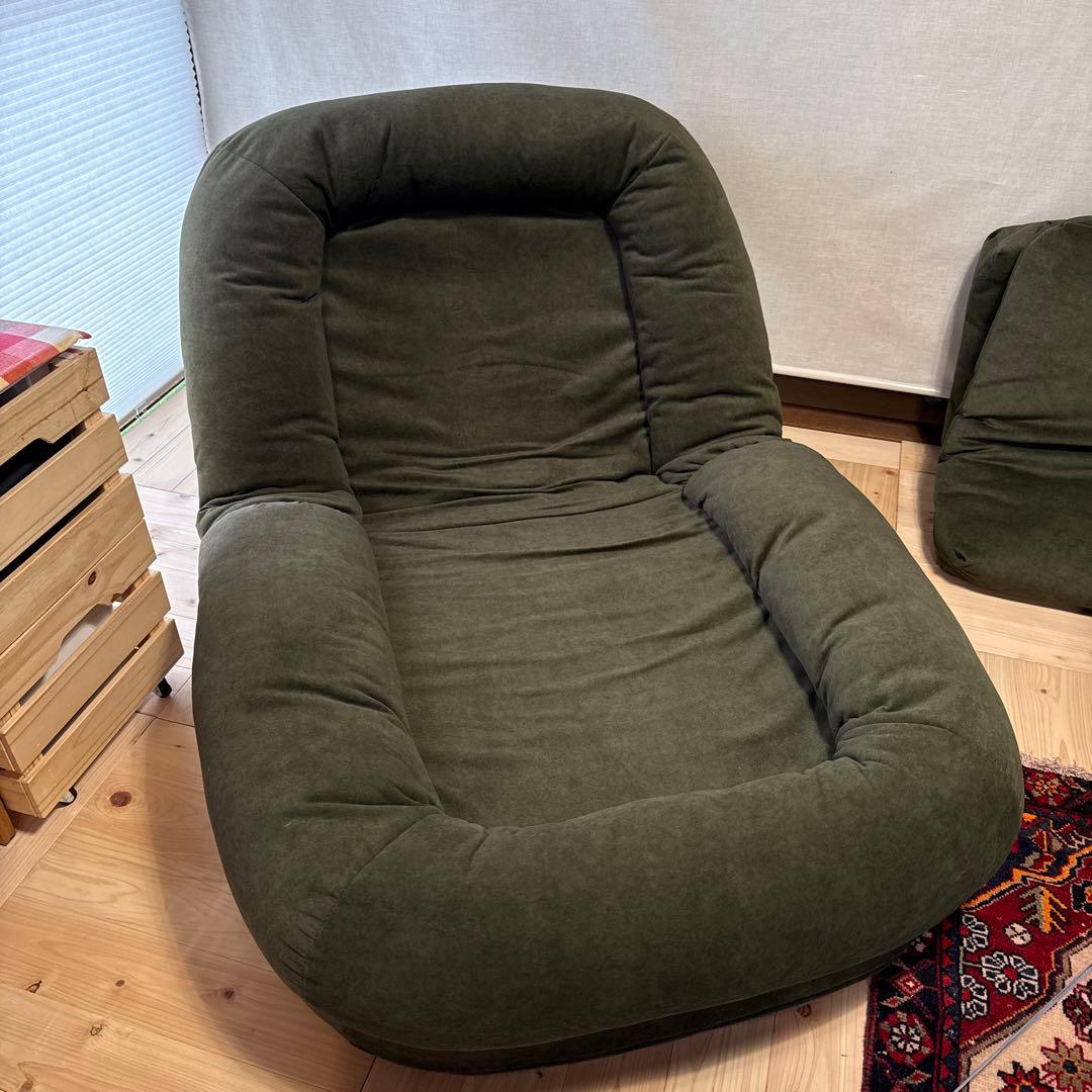 お気に入りだった包み込まれる『モスグリーン　1人掛け 低反発ソファ ベッド』