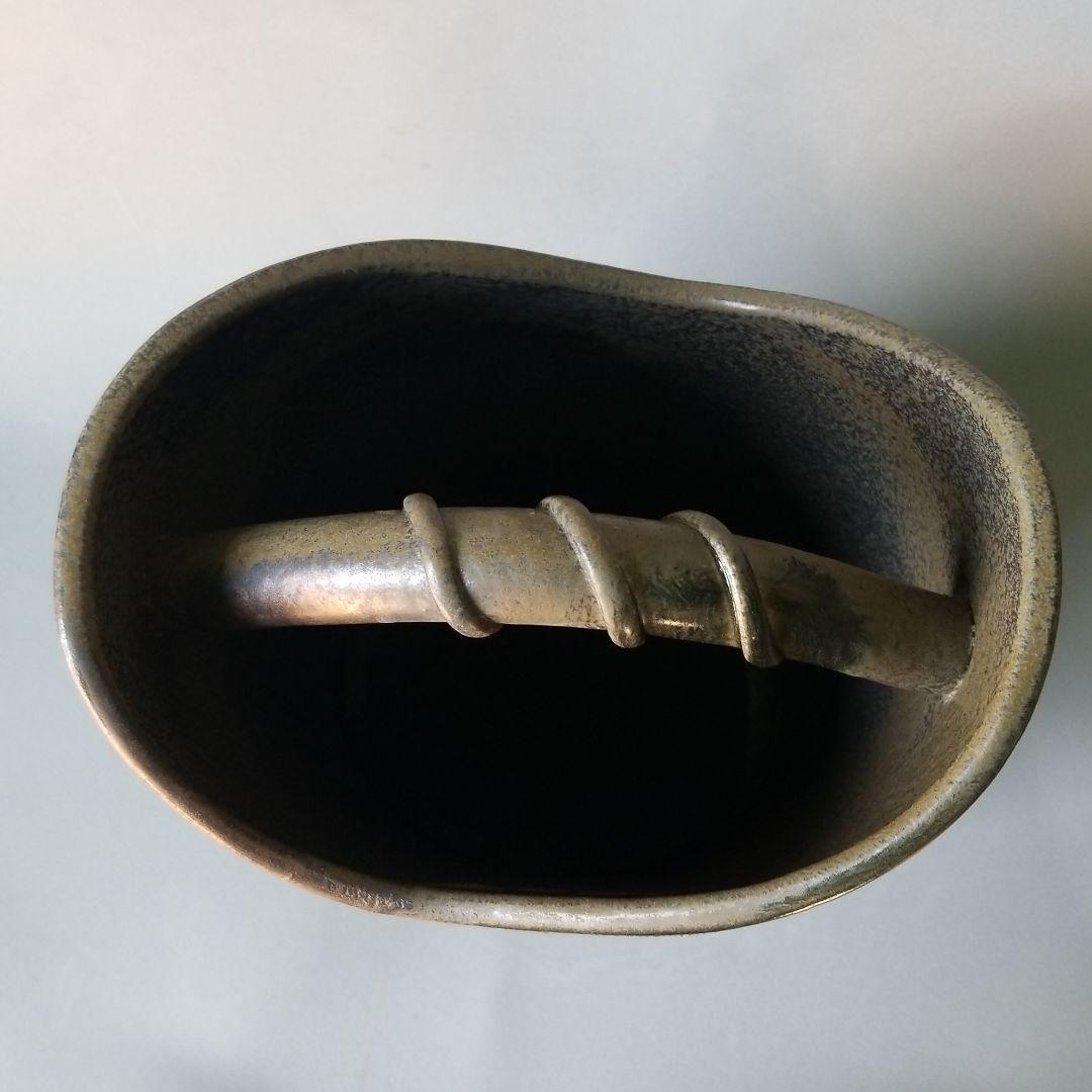 信楽焼傘立て  金彩手桶 高さ４５cm