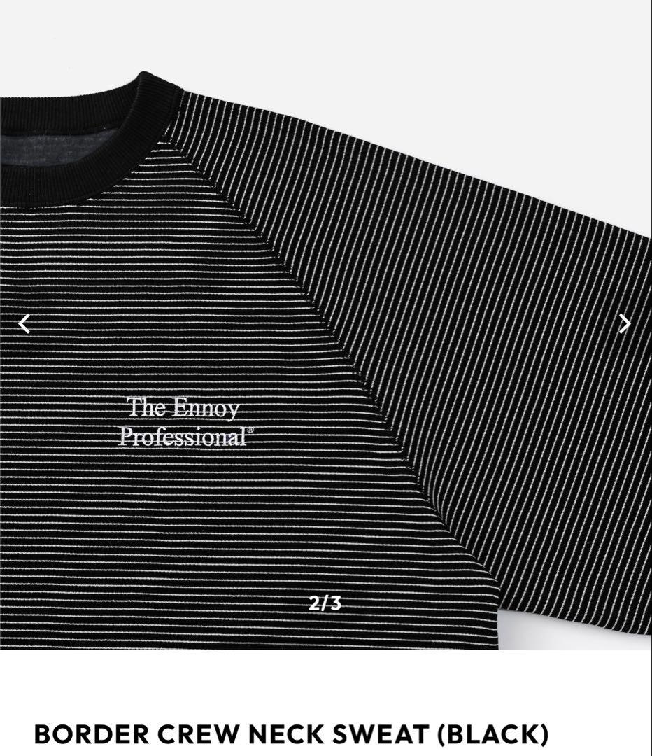 トップス BORDER CREW NECK SWEAT (BLACK)