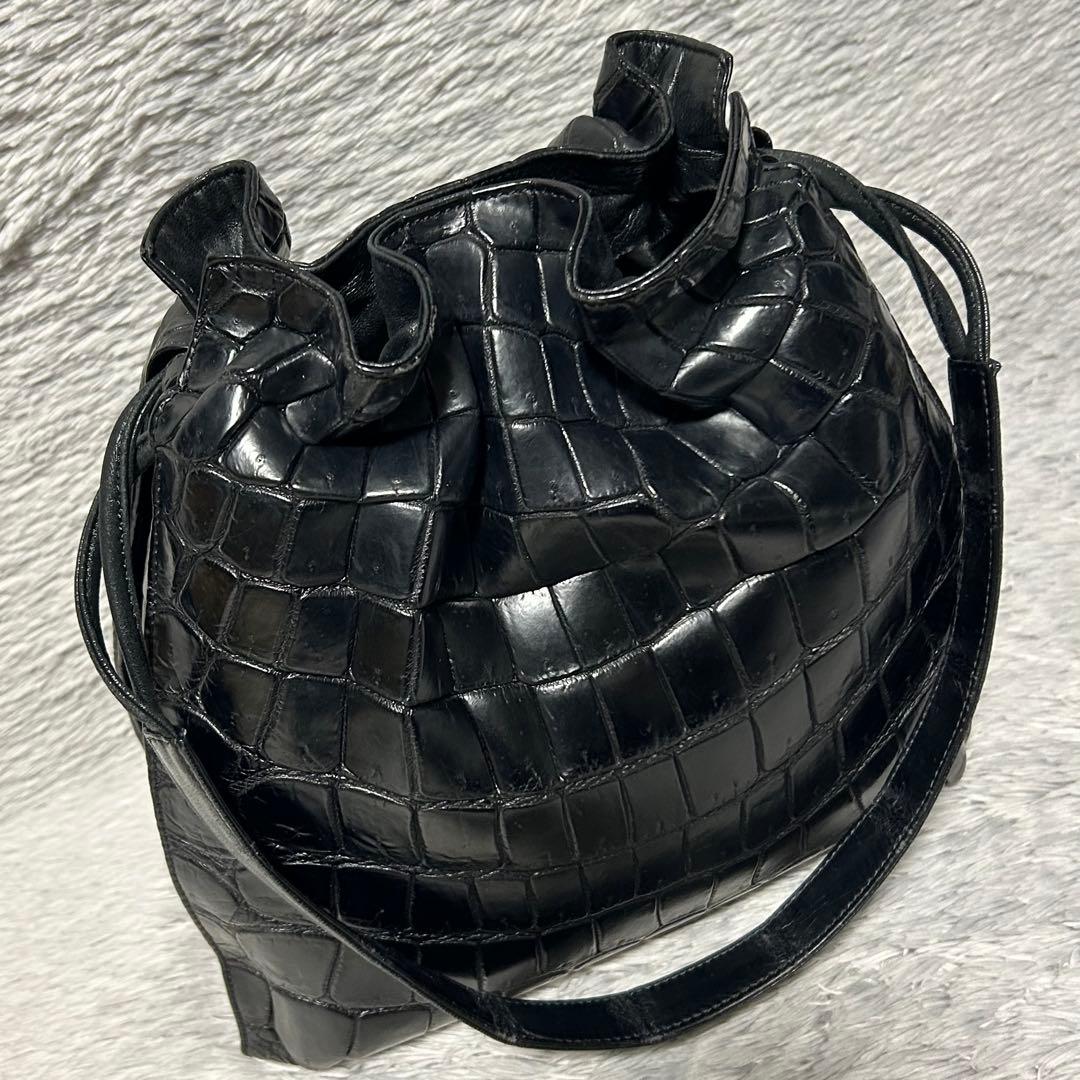 TAIRS テアーズ クロコダイル ショルダーバッグ　巾着型レザーバッグ