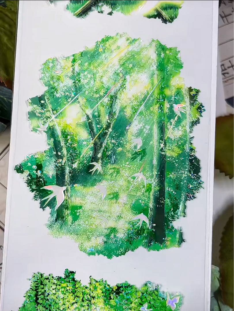 【8897】海外　マステ　2.4/4.8/巻貝殻光マスキングテープ森林　自然景色