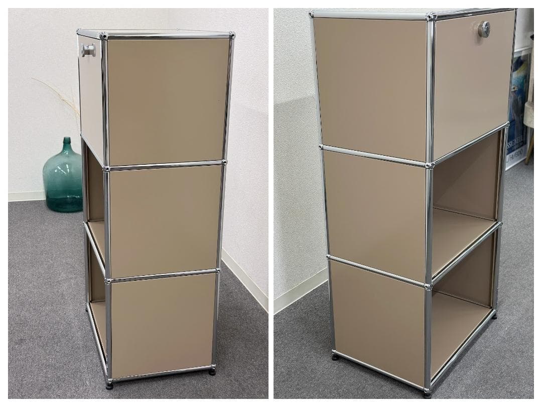 正規品ほぼ未使用品■USMハラー■スリムキャビネットシェルフ　1列3段　ベージュ