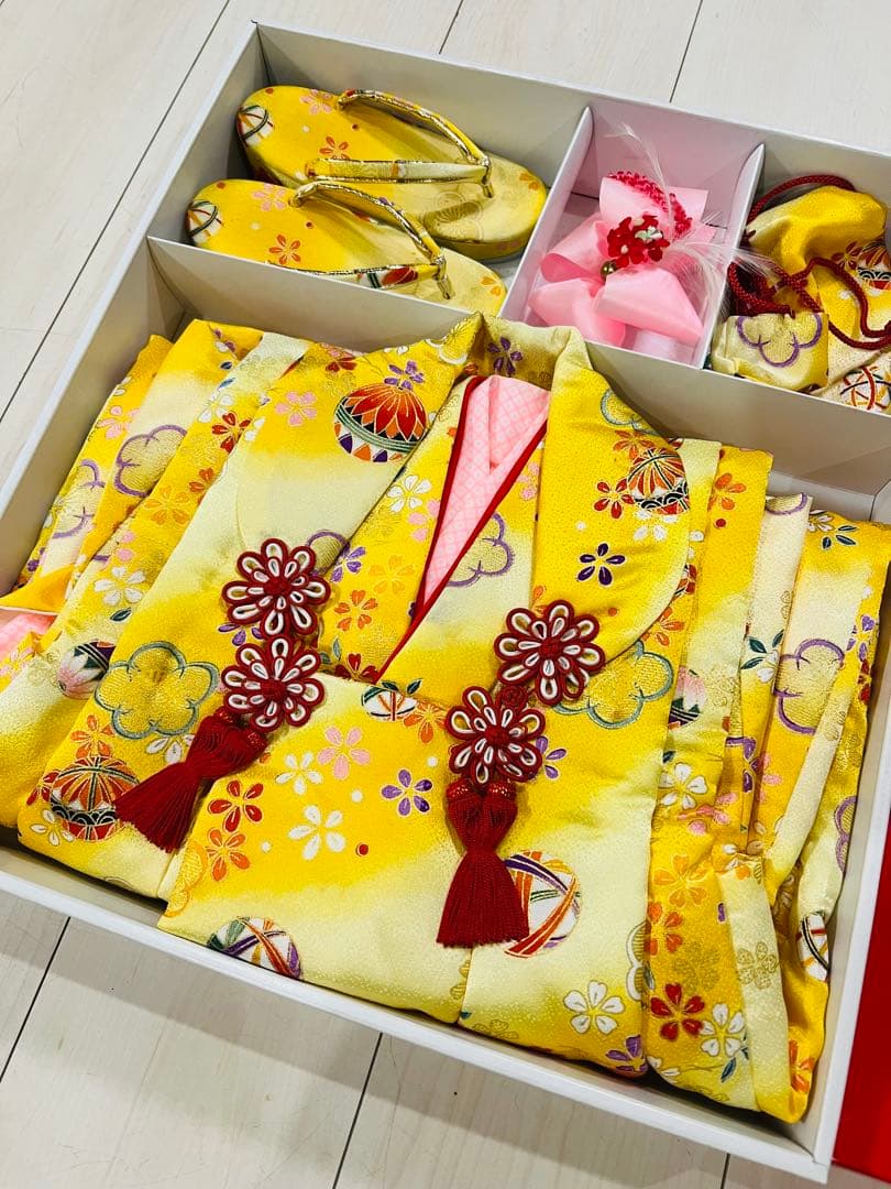 今だけ価格☆子供用黄色☆七五三☆花柄着物セット