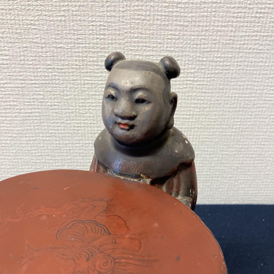 中国漆器　唐子人形の置台