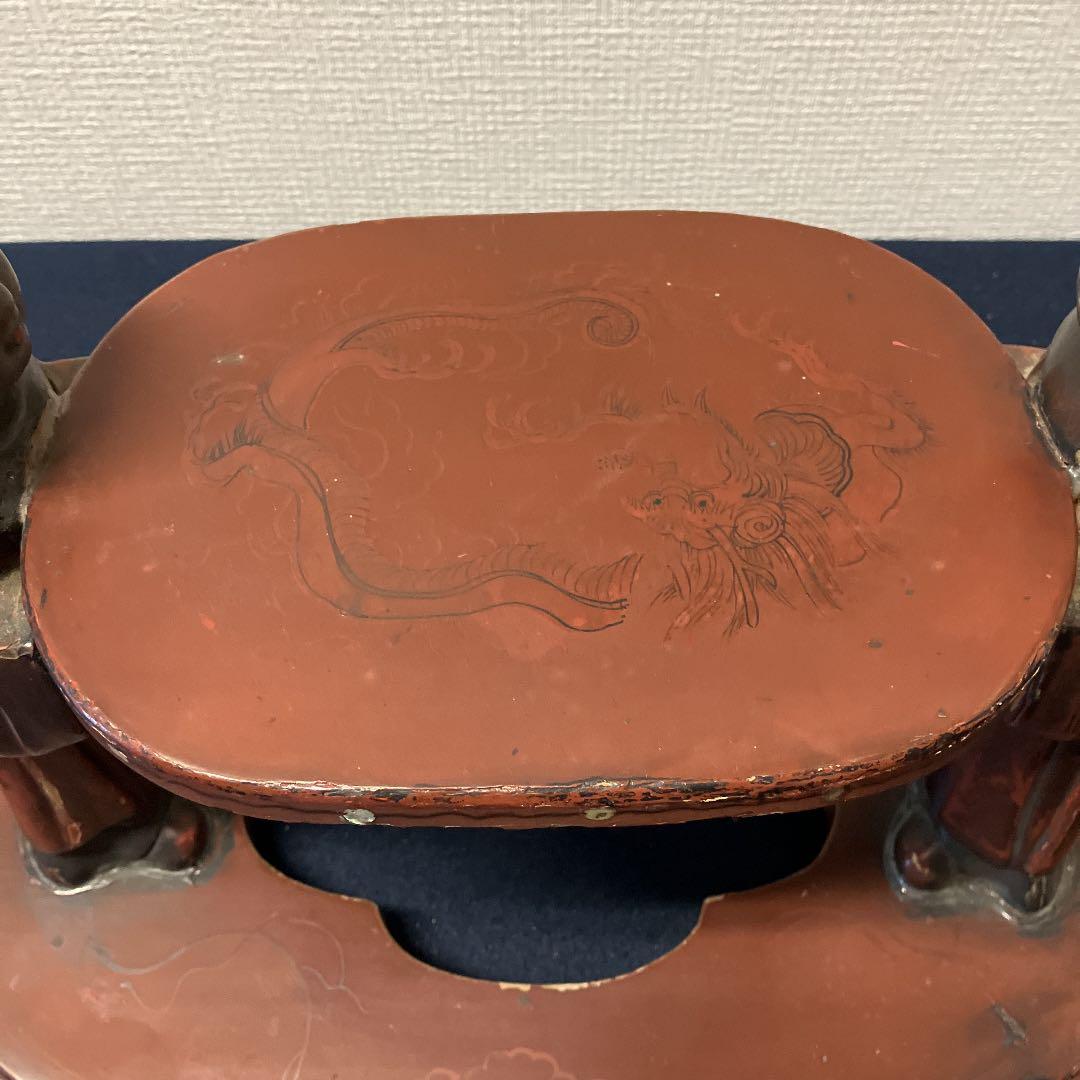 中国漆器　唐子人形の置台