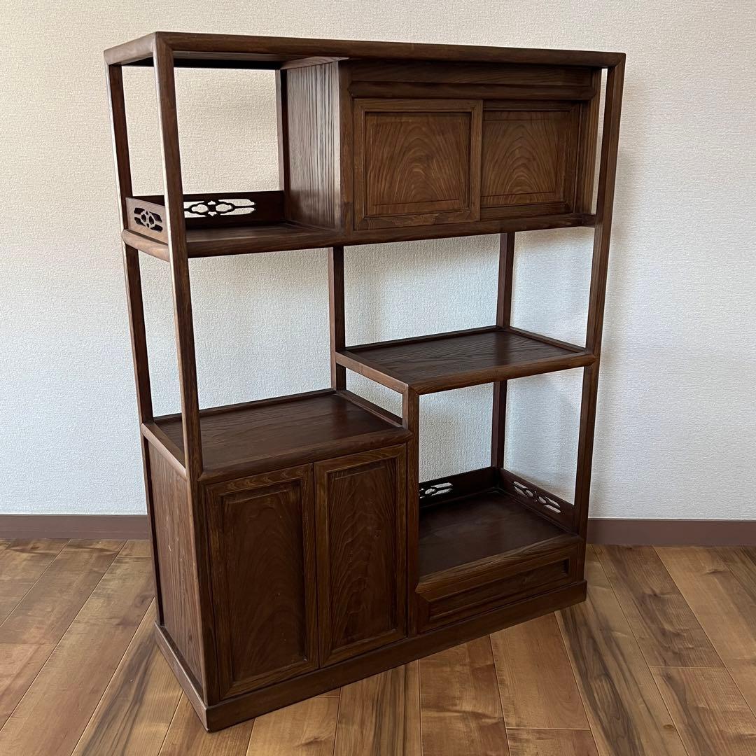 茶箪笥 総無垢 収納棚 飾り棚 煎茶棚 違い棚 茶棚