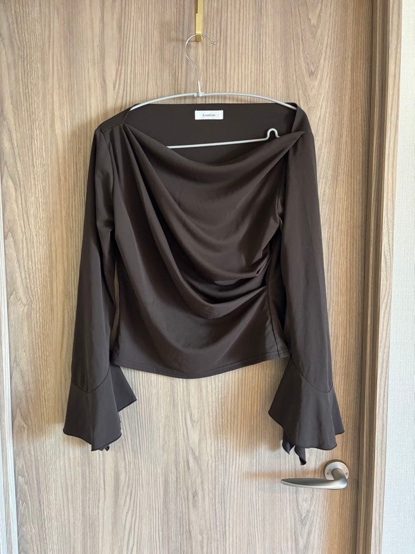 Aimeine ドレープネックカフススリーブブラウス　チャコール