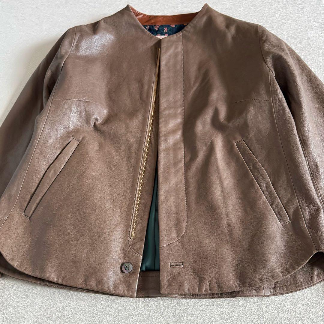 美品　パラスパレス　ラムレザー　イタリア　ノーカラー　ジャケット　3 ブルゾン