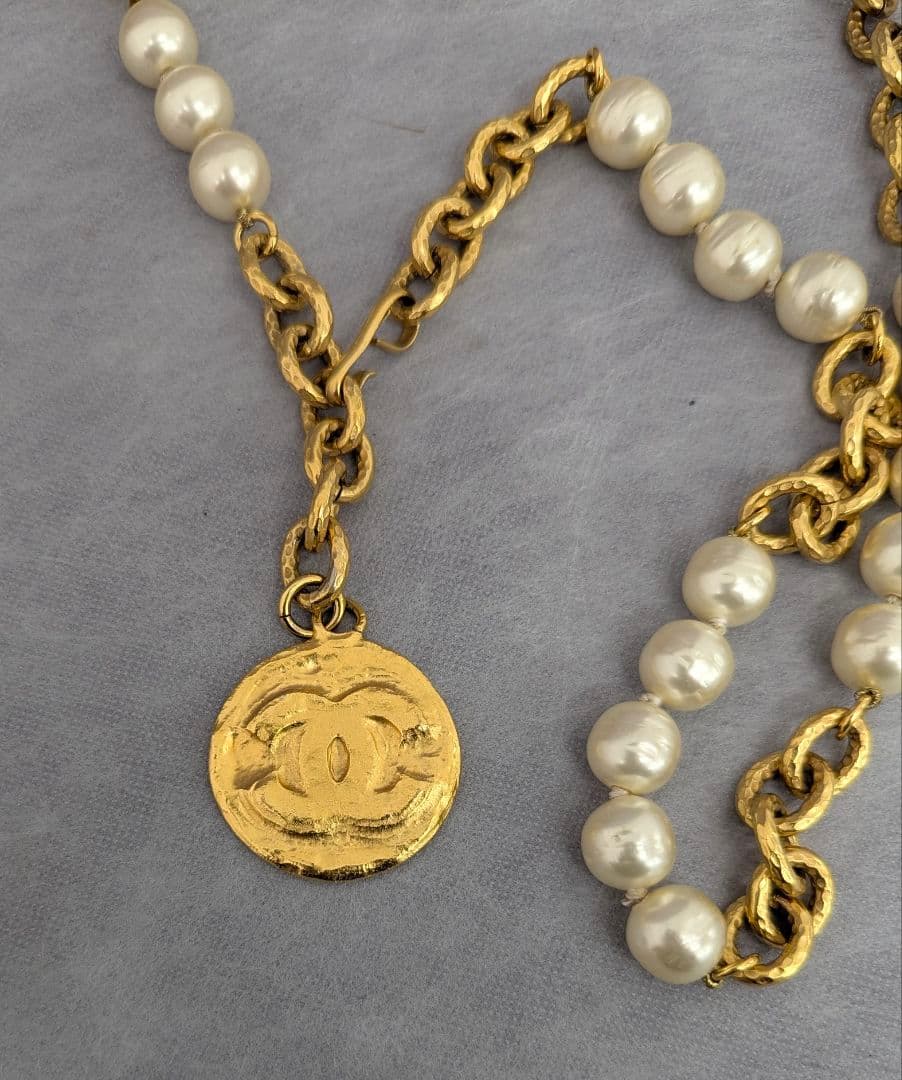 CHANEL シャネル チェーンベルト フェイクパール ココマーク 95A 中古