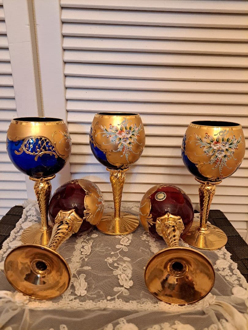 【未使用】ベネチアングラス ワイングラス/シャンパングラス 4個セット