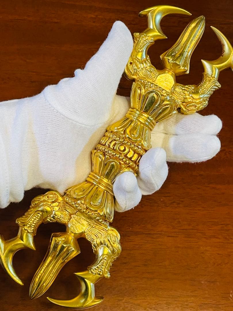 新品 未使用 法具 24金張 三鈷杵 ヴァジュラ 特大 サイズ約23㎝