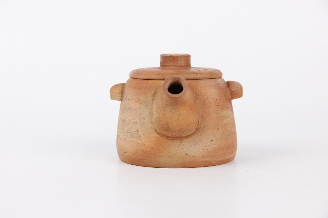 南山焼 柳仙造 朱泥焼締急須 宝瓶　手作り茶日本陶芸 煎茶道具 　EL11-18