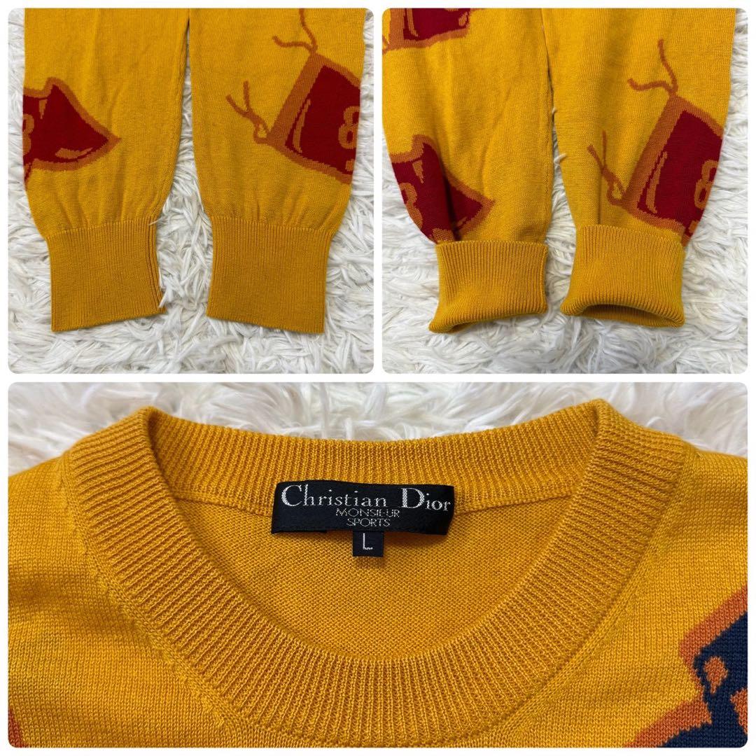 ✨XL相当✨クリスチャンディオール ニット CDロゴ 刺繍 総柄 クルーネック