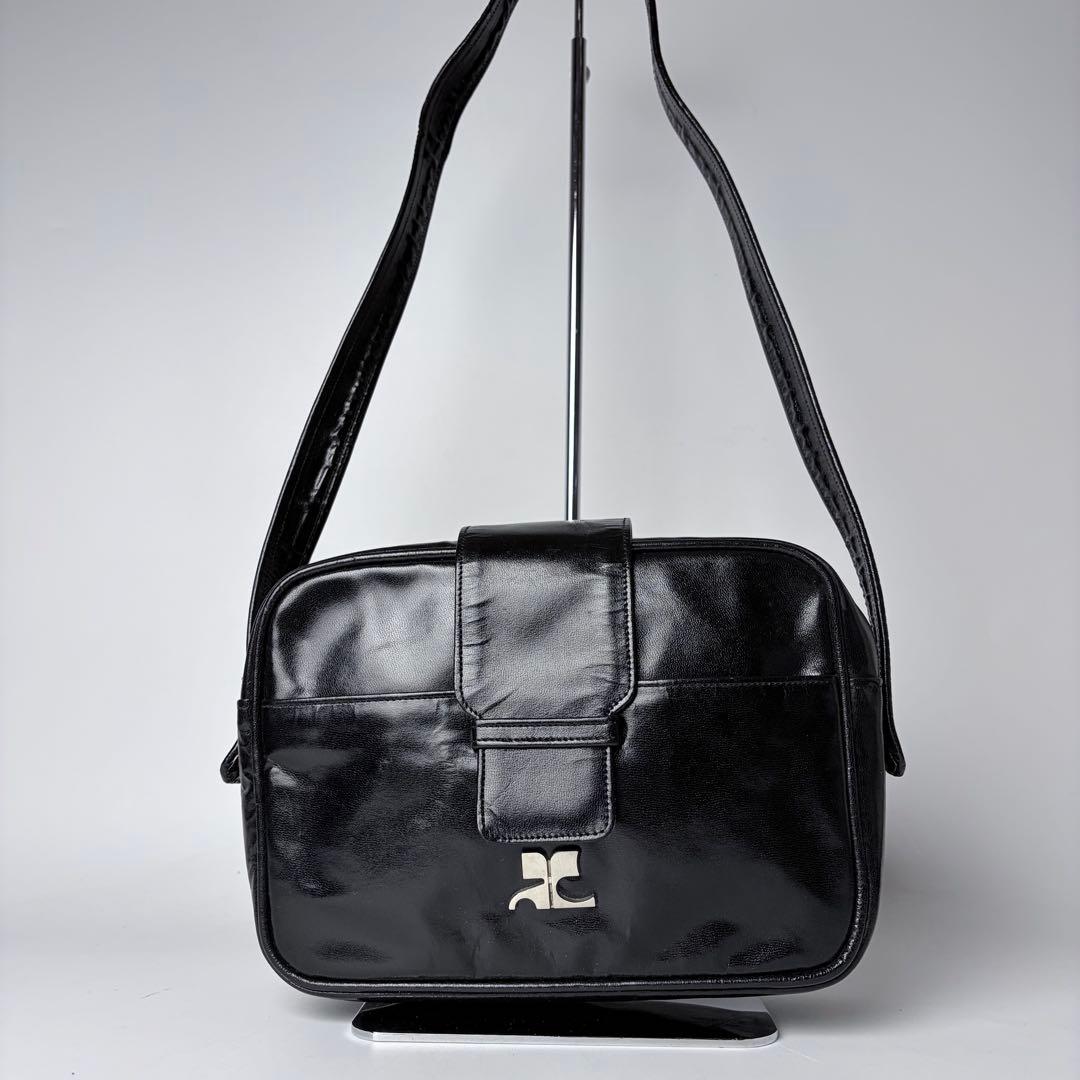 【フランス製】クレージュショルダーエナメルヴィンテージy2kブラック