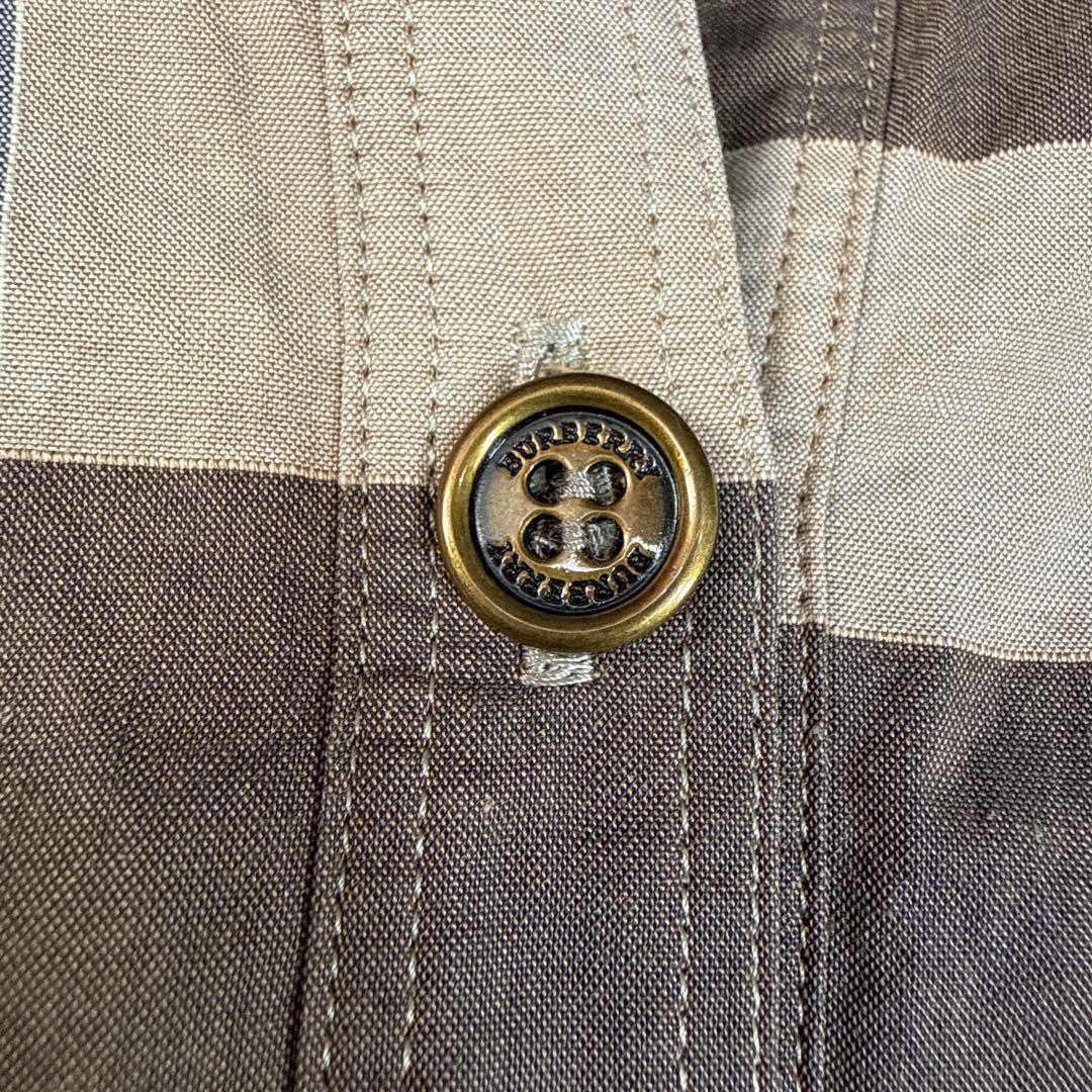 美品 バーバリーロンドン 大判メガチェック 刻印メタル金ボタン シャツ 長袖 M